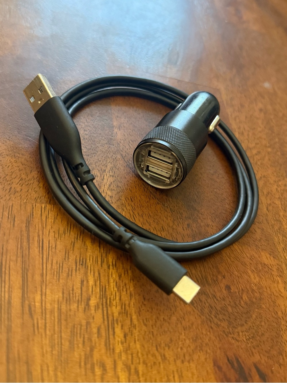 AILKIN Dual USB Car Charger Adapter 3.4A Black w/ USB-A to USB-C Cable - Tested